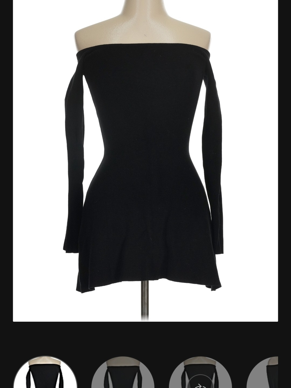 Zara Black Off-Shoulder Long-Sleeve Fit-and-Flare Dress